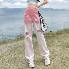 Cool Gradient Shredded Slit Wash Jeans