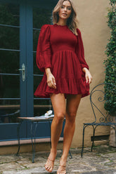 Zyna Satin-Kleid mit Raffung - Ziegelrot