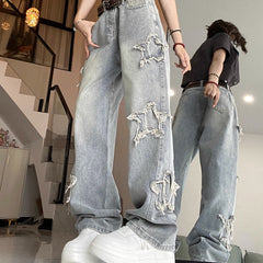 Cerulis Wrap Star Denim Flare Pants