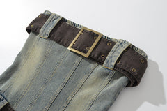 Women strapless denim dress