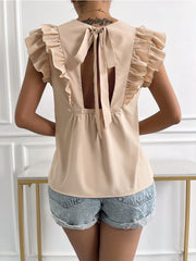 Round Neck Sleeveless Solid Color Tank Top T-Shirt Women's Top