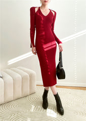 Midi-Bandagekleid mit V-Ausschnitt und Cut-outs