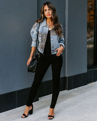 Reagan Pocketed Two-Tone Denim Jacket Ins Street