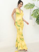 A-Linien-Minikleid mit Batikmuster und quadratischem Ausschnitt - Gelb