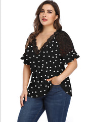 Short Sleeve T-Shirt Dot Hollow Sleeve Casual