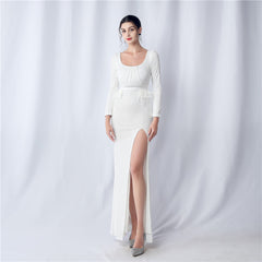 Viv Formal High Slit Glitter Dress