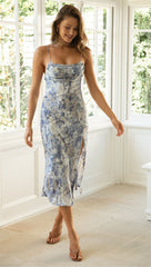 Kapari Printed Satin Midi Slip Dress - Dusty Lavender Ins Street