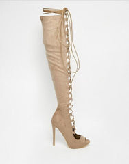 Lace Back Stiletto Boots Newgew