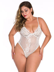Plus Fun Shaper Bodysuit mit gestreiftem Spitzeneinsatz
