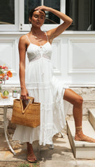 Irresistible appeal white lace dress Ins street