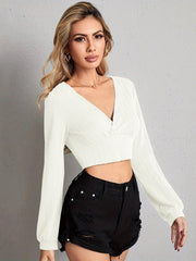 Vittoria Tie Front Crop Blouse - White Ins Street