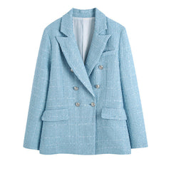 Limon Short Sleeve Cropped Tweed Blazer - Yellow Ins Street