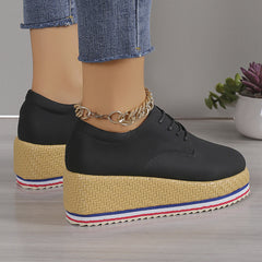 Lace Up Wedge Platform Ankle Sneakers Pairmore