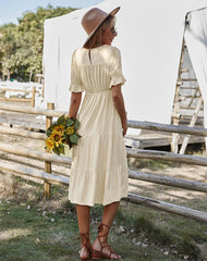 Vinyasa Maxikleid mit gesmoktem Schweizer Punktmuster