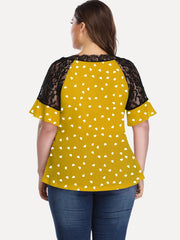 Short Sleeve T-Shirt Dot Hollow Sleeve Casual