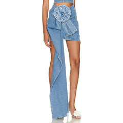 Floral Embellished Denim Mini Skirt