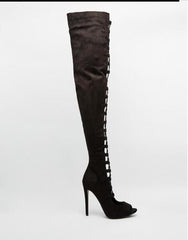 Lace Back Stiletto Boots Newgew