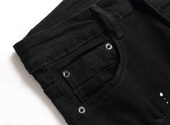 Golden print black men jeans