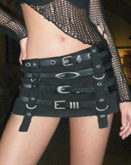 Quad Grunge Belt Minirock