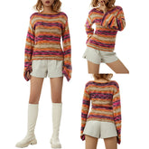 Kurzer Pullover mit Regenbogenstreifen