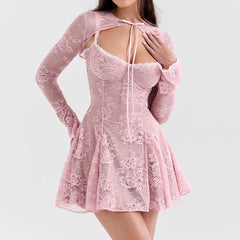 Rosa Minikleid aus Spitze