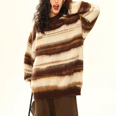 Dünner Pullover mit Streifen in Kontrastfarbe