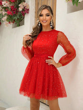 Star & Dobby Mesh Fit And Flare Dress