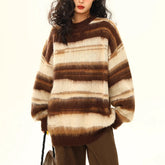 Dünner Pullover mit Streifen in Kontrastfarbe