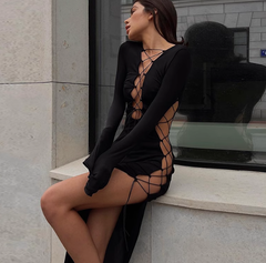 Langärmlige Maxikleider mit Schnürung