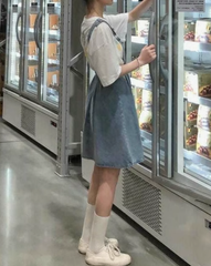 Jeansröcke in A-Linie mit hoher Taille und Trägern