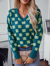 Rollkragenpullover aus Jacquard mit Blumenmuster