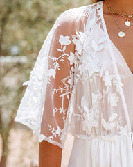 Orna Embroidered Applique Duster - White