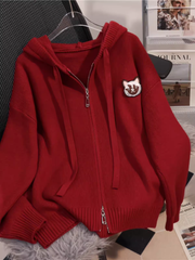 Verdickter Kapuzenpullover mit Reißverschluss für Damen