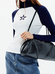 Geripptes Crop-Top mit Raglanärmeln