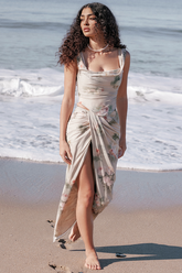 Una Vintage Blumenkorsett + Maxirock-Set