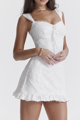 Odessa – Weißes besticktes Minikleid