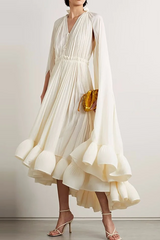 Tie Detailed Ruffled Crepe Dress Newgew