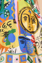 Soleil Midi-Sommerkleid mit eckigem Ausschnitt