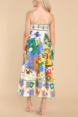 Soleil Midi-Sommerkleid mit eckigem Ausschnitt