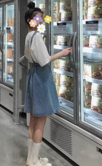 Jeansröcke in A-Linie mit hoher Taille und Trägern