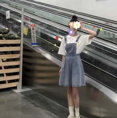 Jeansröcke in A-Linie mit hoher Taille und Trägern