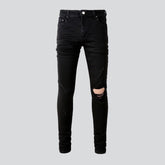 Ripped-knee skinny men jeans
