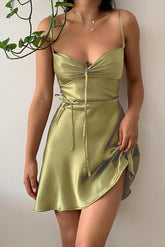 Ärmelloses Satin-Slip-Sommerkleid