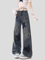 Five-Point Star Wide Leg Jeans for Women