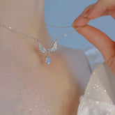Angel Wings Moonstone Pendant Necklace