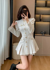 Cute Korean Pleated Mini Dress