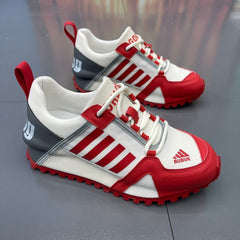 Unisex Chunky Cross-tied Split Leather Bubuk Loafer Sneakers