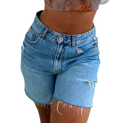 Jeansshorts mit Cut-Out-Bein für Damen