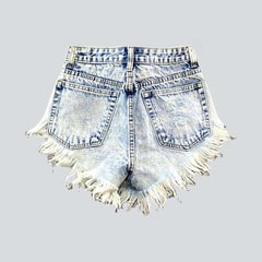 Bleached distressed denim shorts