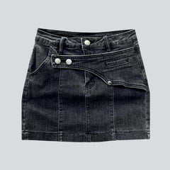 Layered closure vintage denim skirt